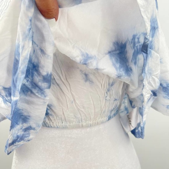 NEW - KIWI + PUNCH Off the Shoulder Tie Dye Short Sleeve Crop Top - Size Small - Picture 4 of 9